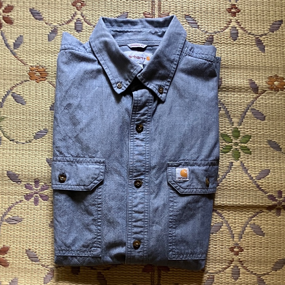 Carhartt Plaid Shirt Shirt Sleeve Button Up Rugged Outdoor Size Medium